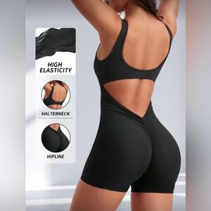 Women's Black Halterneck Romper